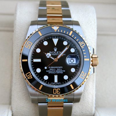 Rolex 116613 Submariner Watch 18K/SS Black Ceramic Dial