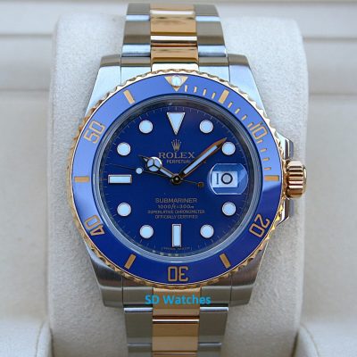 Rolex 116613 Submariner Watch 18K/SS Blue Ceramic Dial