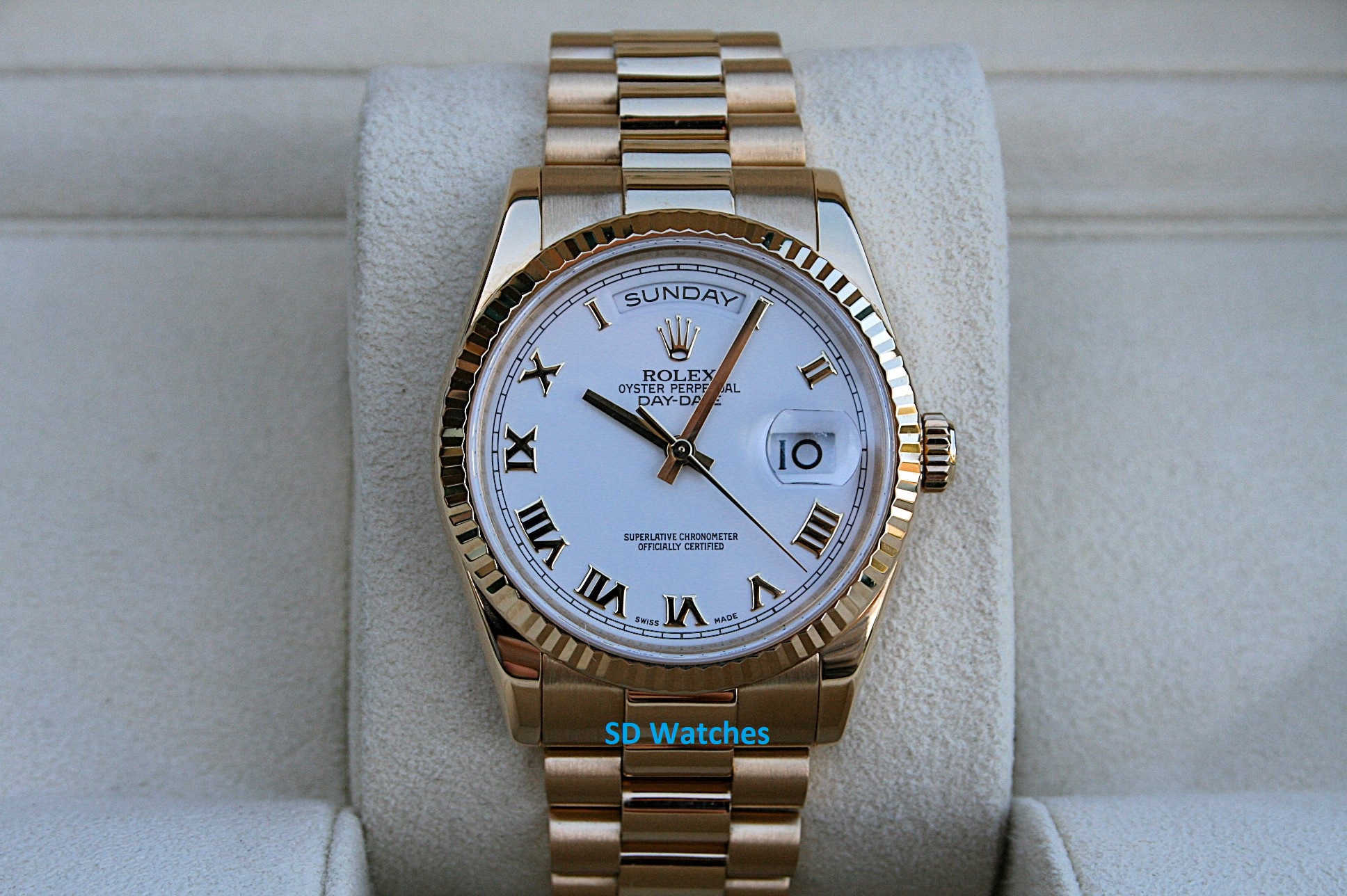 Rolex 118238 Day Date Watch 36MM President 18K Yellow Gold