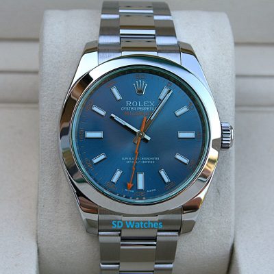 Rolex 116400GV Milgauss Watch Green Crystal Z-Blue Dial