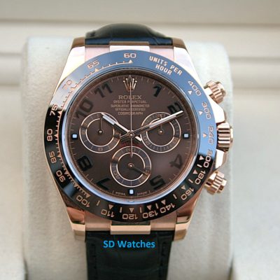Rolex 116515 Daytona Watch Rose Gold Chocolate Arabic Dial