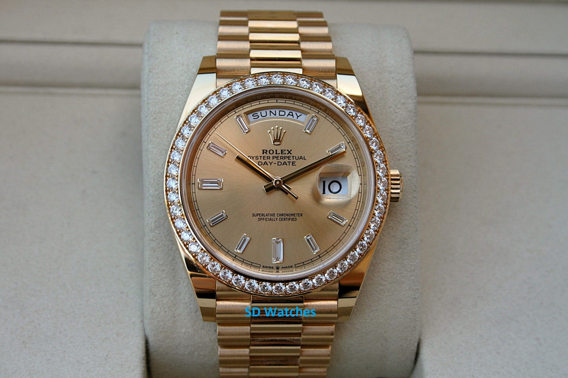 ROLEX 228348 DAY-DATE 40MM WATCH DIAMOND DIAL DIAMOND BEZEL