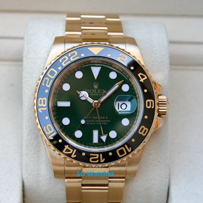 ROLEX 116718 GMT MASTER II 18K YELLOW GOLD GREEN DIAL